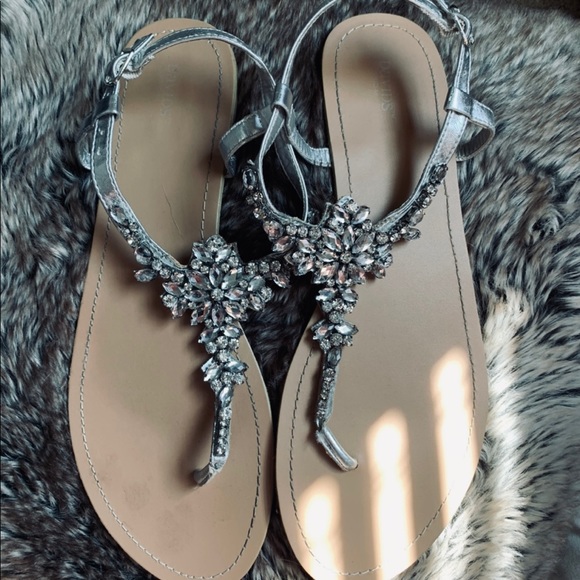 silver jeweled sandals